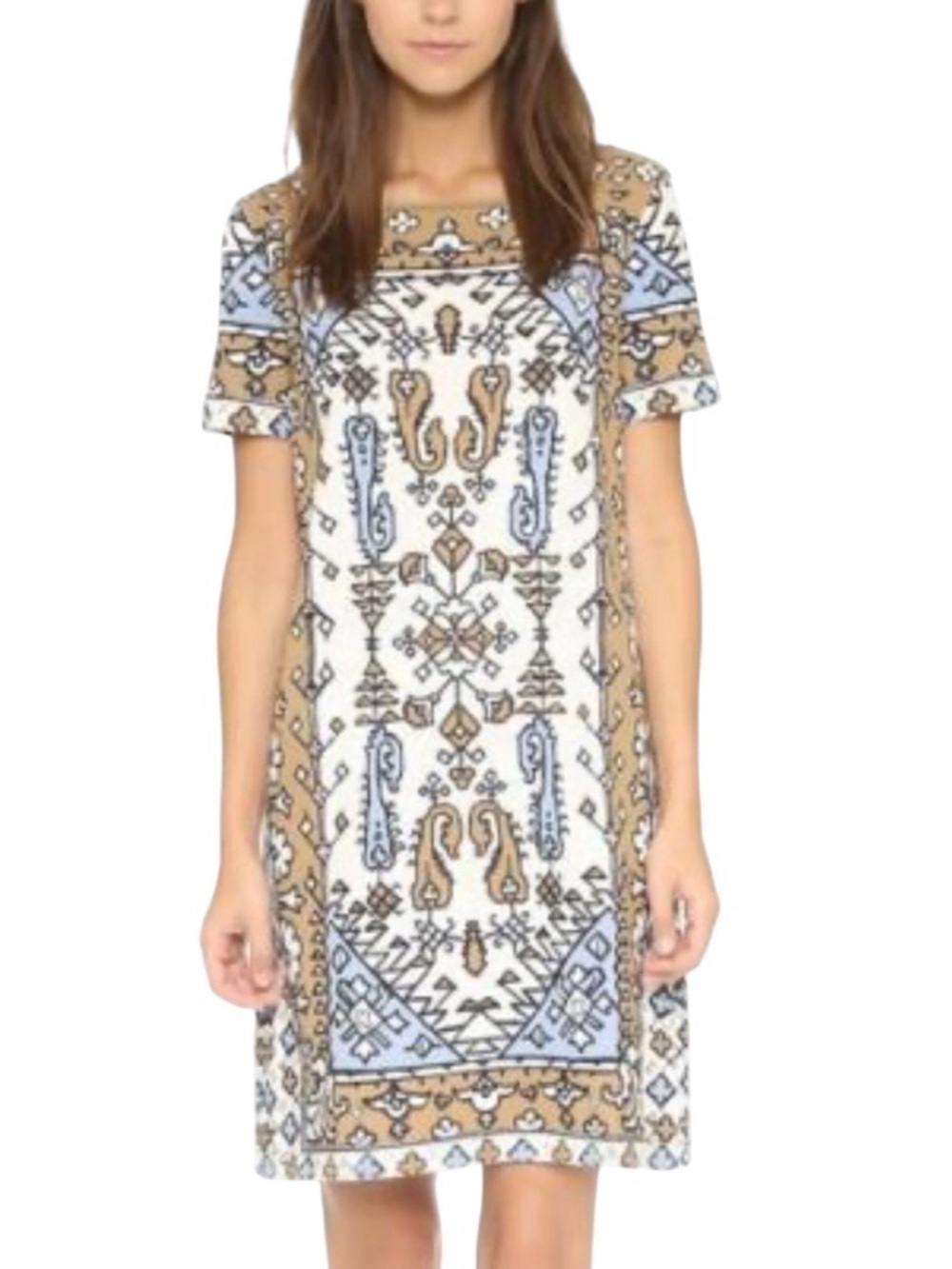 Tory Burch Pima Cotton Aztec print shift shirt dress size XS excellent condition